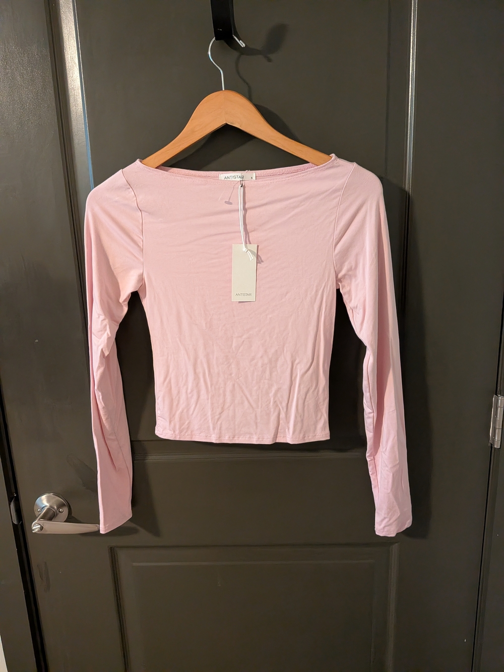 ANTISTAR NEW  Pink Long-Sleeve Gathered Crop Top